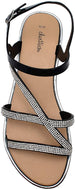 Chatties Women’s PCU Rhinestone Strap Sandal - Sparkly Fashion Bling Flat Shoes