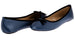Chatties Ladies Ballet Flat with Microsuede Bow (Navy/Black), Size 11