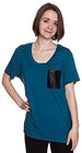 Steve Madden Rayon Jersey Knit Lounge Top with Pleather Front Pocket