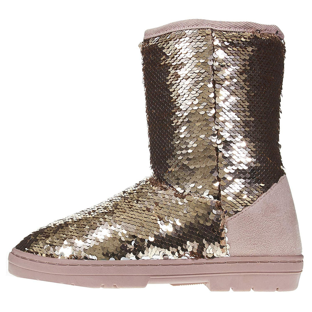 Sara Z Women's 8" Winter Boots Reversible Sequins Casual Mid-Calf