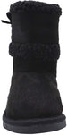 Rampage Girls' Big Kid Slip On Mid High Microsuede Winter Boots with Sherpa Trim and Lace Up Design Black Size 11