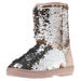 Sara Z Women's 8" Winter Boots Reversible Sequins Casual Mid-Calf
