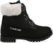 bebe Girls’ Fashion Warm Boots for Little/Big Girls, Faux Fur Knee High Leather Boots with Rhinestone Logo Straps for Winter