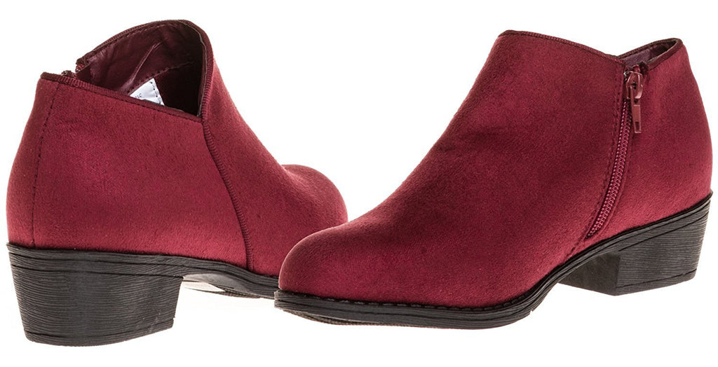Sara Z Ladies Microsuede Bootie with Side Zipper (Burgundy), Size 10