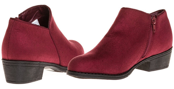 Sara Z Ladies Microsuede Bootie with Side Zipper (Burgundy), Size 10