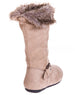 Sara Z Girls Microsuede Boots With Fur Lining (Tan), Size 13-1