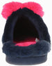 Women's Warm and Comfy Faux Fur Slipper With Heart Pom Poms