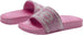 bebe Girls' Big Kid Slip-On Slide Sandals with Rhinestone Logo Strap, Cute Open-Toe Flat Fashion Summer Slipper Shoes