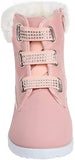 bebe Girls’ Fashion Warm Boots for Little/Big Girls, Faux Fur Knee High Leather Boots with Rhinestone Logo Straps for Winter