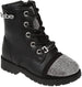 bebe Toddler Girlsâ€™ Waterproof Outdoor Combat Boots for Toddler/Girls Studded with Rhinestones Lace-Up Side Zipper Mid Calf Boots