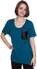 Steve Madden Rayon Jersey Knit Lounge Top with Pleather Front Pocket