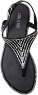 Fifth & Luxe Women's Slip-On PCU Thong Sandals with Rhinestone Upper, Open-Toe Flat Fashion Summer Shoes