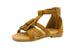 bebe Girls Velvet T Strap Back Zipper Ankle Sandals with Tassels 7/8 Cognac