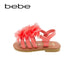 bebe Toddler Girls Sandals With Chiffon Flower 7/8 Coral