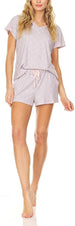 Bearpaw Women's Logo Print Jersey Short Sleeve V-Neck T-Shirt and Shorts, 2 PC Pajama Lounge Set Comfy Sleepwear