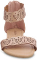 dELiAs Girls Big Kid Metallic Strap Sandal with Perforated Butterflies and Ankle Strap Open Toe Fashion Summer Shoes