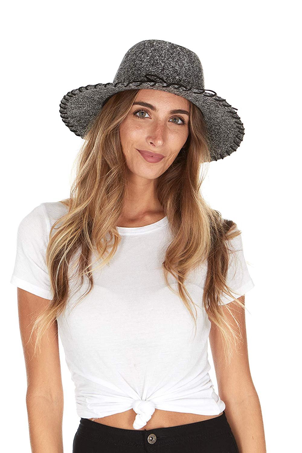 Laundry by Shelly Segal Women’s Fedora Hat - Whipstitch Wide Brim Foldable Packable Fall Winter Fashion Hat for Ladies