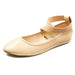 Sara Z Womens Ballet Flat Slip On Shoes with Elastic Ankle Straps Tan Brown Size 5/6
