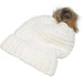NYC Underground Soft Purl Knit Beanie Hat with Faux Fuzzy Fur Pom Warm Chunky Fall Winter Slouchy Lined Skull Cap Cuff