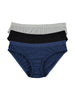 dELiA's Women’s Rib Bikini Brazilian Underwear Panty Pack, Soft, Comfortable, Stretch Panties Blue/Black/Lunar Small 3 Pack