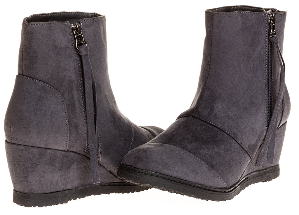 Sara Z Ladies Microsuede Wedge Boot (Grey), Size 8