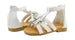 bebe Girls Velvet T Strap Back Zipper Ankle Sandals with Tassels 9/10 White