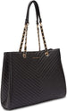 Women’s Chevron Shopper Tote with Chain Detail Handles