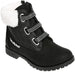 bebe Girls’ Fashion Warm Boots for Little/Big Girls, Faux Fur Knee High Leather Boots with Rhinestone Logo Straps for Winter