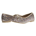 bebe Girls Flats Round Toe Chunky Glitter with Bow and Metallic Logo Hardware Slip-On Shoes Flexible PU Leather