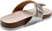 bebe Girls Big Kid Rhinestone Footbed Slide Sandal with Shimmer Fabric Strap - Fashion Summer Shoes