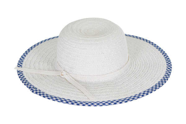 Laundry by Design Women Summer Beach Floppy Travel Gingham Brim Straw Hat