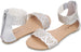 dELiAs Girls Big Kid Metallic Strap Sandal with Perforated Butterflies and Ankle Strap Open Toe Fashion Summer Shoes