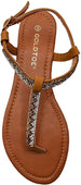 Gold Toe Womenâ€™s Rhinestone T-Strap Sandal with Back Straps - Open Toe Fashion Bling Summer Slide Shoe