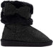 kensie Girls' Big Kid Slip On Mid High Microsuede Shimmer Winter Boots with Bows and Faux Fur Shaft Black Size 11