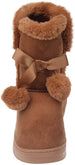 Fifth & Luxe Womens Comfortable and Warm Microsuede Winter Boot with Pom Pom Bow