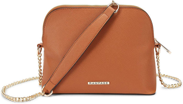 Women’s Saffiano Dome Crossbody Bag with Chain Strap