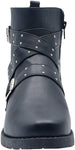 Via Rosa Women’s Short Ankle Moto Boots Embellished with Studded Straps and Buckles