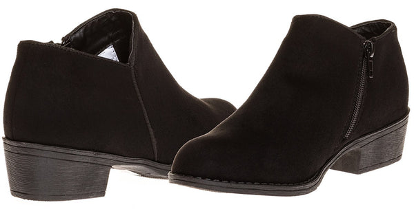 Sara Z Ladies Microsuede Bootie with Side Zipper (Black), Size 9