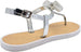 Via Rosa Womenâ€™s Metallic T-Strap Sandal with Rhinestones, Bow and Adjustable Back Strap - Fashion Bling Summer Shoes