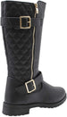 Via Rosa Womens Slip On Tall Winter Boots with Quilted Back, Side Zipper and Buckle Straps