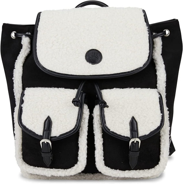 Women's Vintage Drawstring Flap Backpack/Bookbag for Laptop, School, College Students, Office, and Travel - Cute Fashion Backpack, Black Multi
