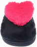 Women's Warm and Comfy Faux Fur Slipper With Heart Pom Poms