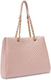 Women’s Chevron Shopper Tote with Chain Detail Handles