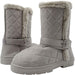 Chatties Chatz Womens Slip On Mid Calf 8" Quilted Microsuede Winter Boots with Faux Fur Trims and Buckle Straps
