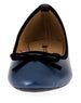 Chatties Ladies Ballet Flat with Microsuede Bow (Navy/Black), Size 11