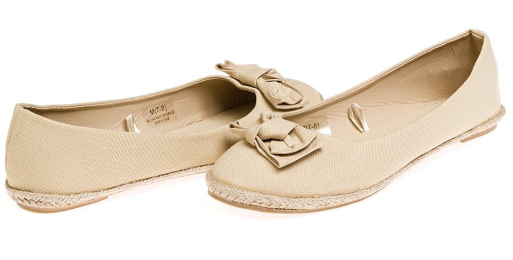 Chatties Ladies Canvas Espadrille Flats Size 9/10 - Tan